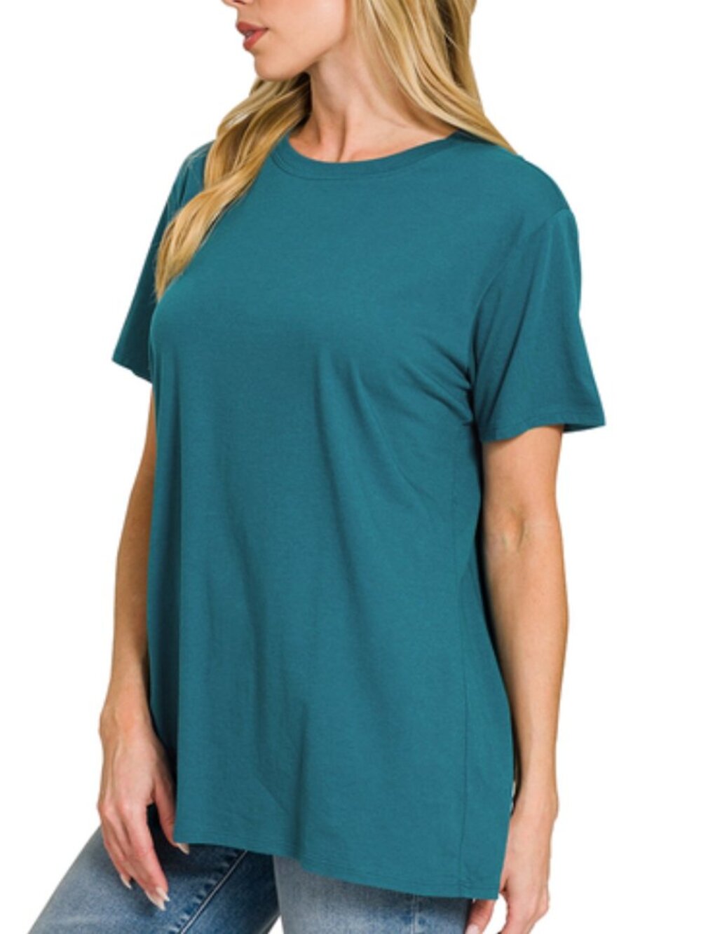 Zenana COTTON SHORT SLEEVE BOYFRIEND ROUND NECK TEE- LIGHTWEIGHT 100% COTTON
